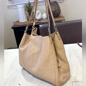 Coach Beige Leather Shoulder Bag